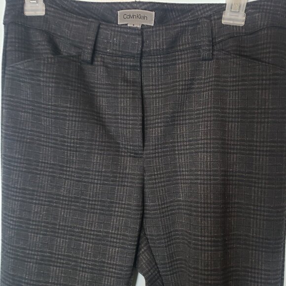 Calvin Klein Pants Women's Black Gray Plaid Grid size 6 - Picture 3 of 7
